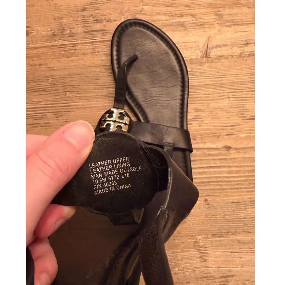 Tory Burch Bryce Flat Thong Sandals | Size 10.5 in Black